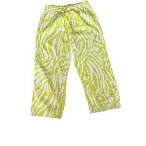 Anthropologie Yellow Zebra Print Lounge Pants M | Coastal Resort Chic E43